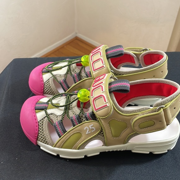 Mesh Fabric Tinsel Sport Sandals 6 Gucci - Picture 6 of 8